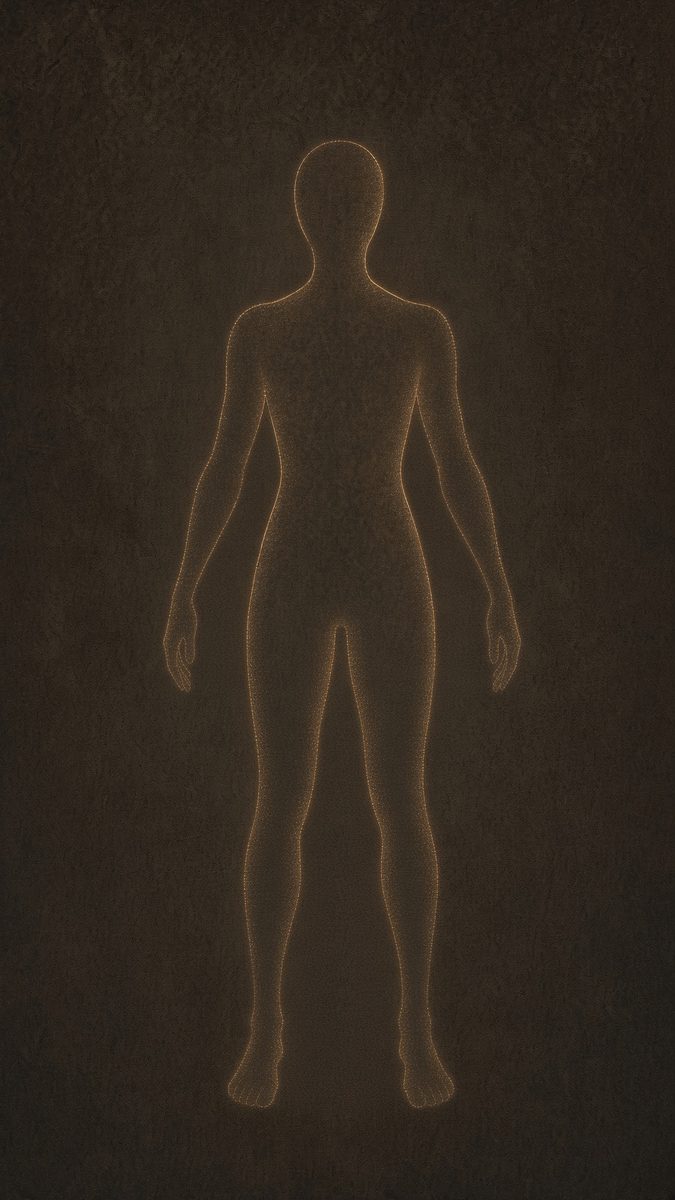 The same outline seen from behind with arms held a little away from the sides